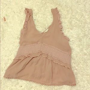 Pink ruffled tank top